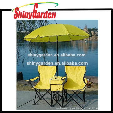 Picnic Doble Silla Plegable w Paraguas Tabla de Enfriables Plegable Beach Camping Silla